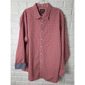 NWT Cremieux Premium Denim Mens 3XB Shirt Multi Color Circles Stretch Flip Cuff